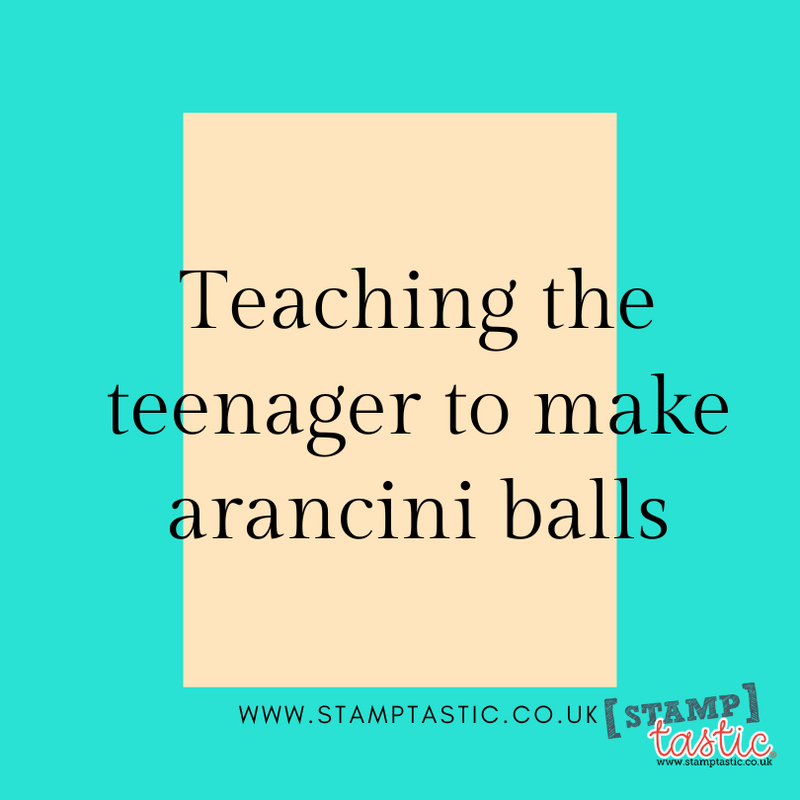 Teaching the teenager to make arancini balls