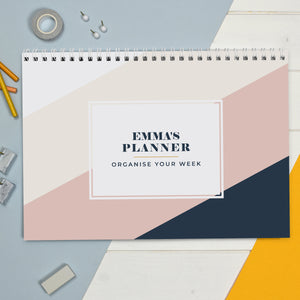 Personalised Navy & Blush A4 Desk Planner
