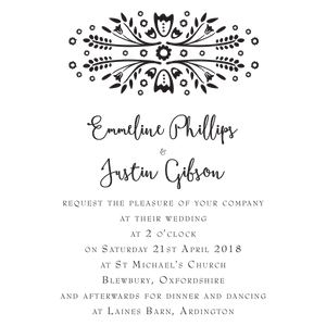 Folksy Wedding Invite - stamptastic-uk