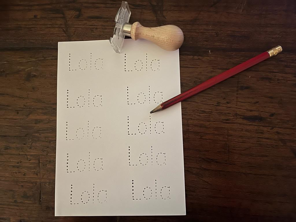 Learning to write your name stamp