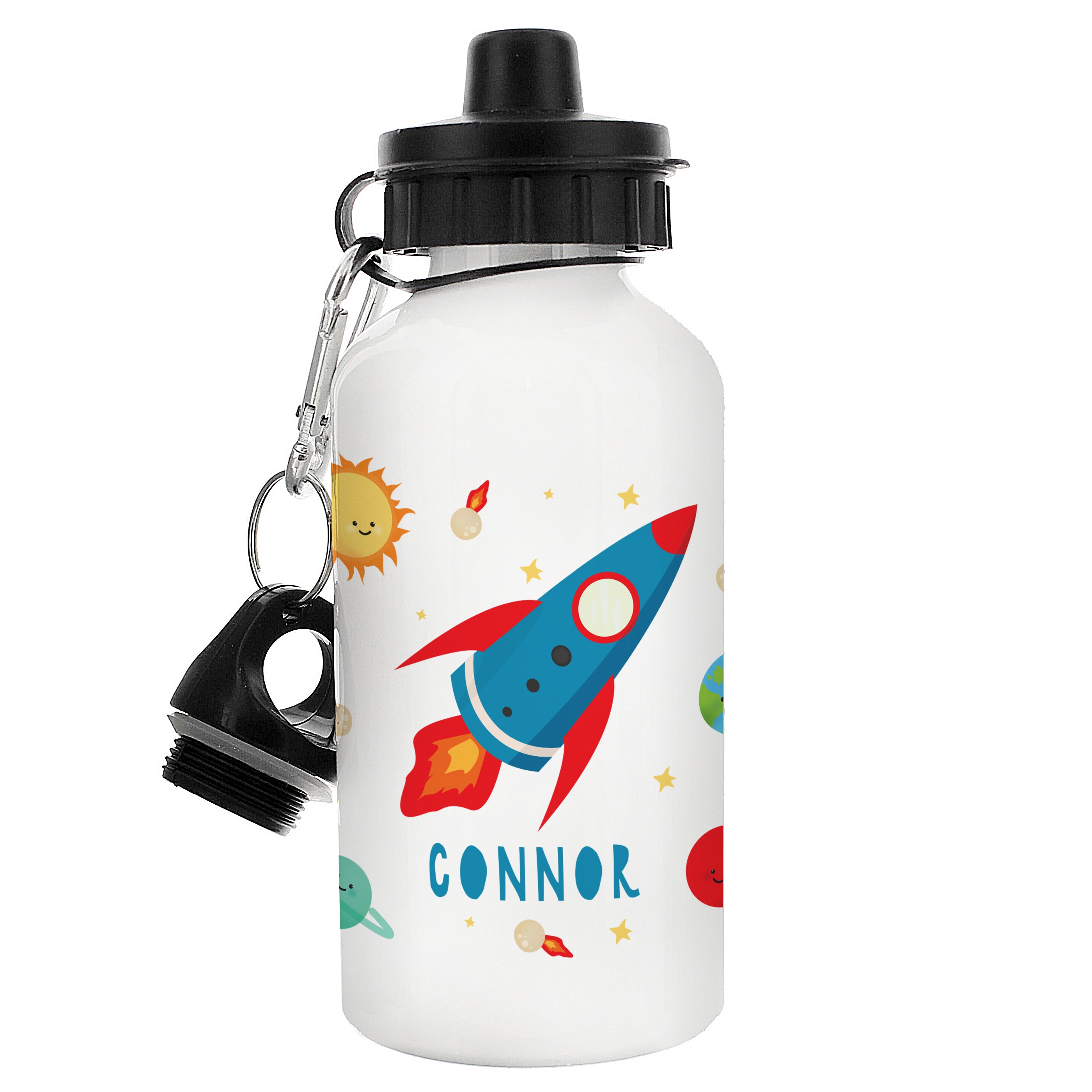 Space Rocket White Drinks Bottle