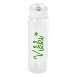 Green Star Transparent Water Bottle - stamptastic-uk