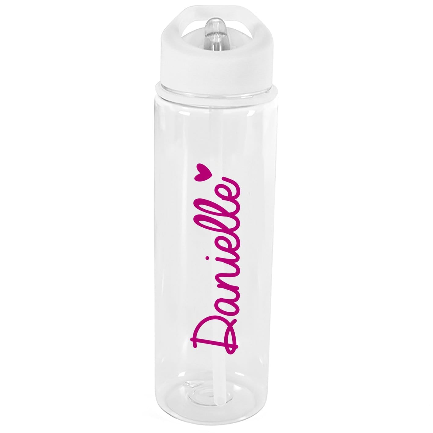 Pink Heart Transparent Water Bottle - stamptastic-uk