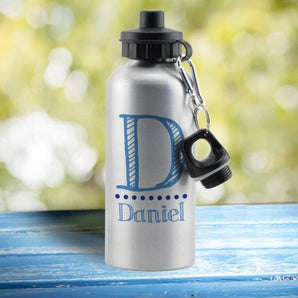 Blue Name Silver Drinks Bottle - stamptastic-uk