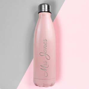 Personalised Pink Metal Insulated Drinks Bottle