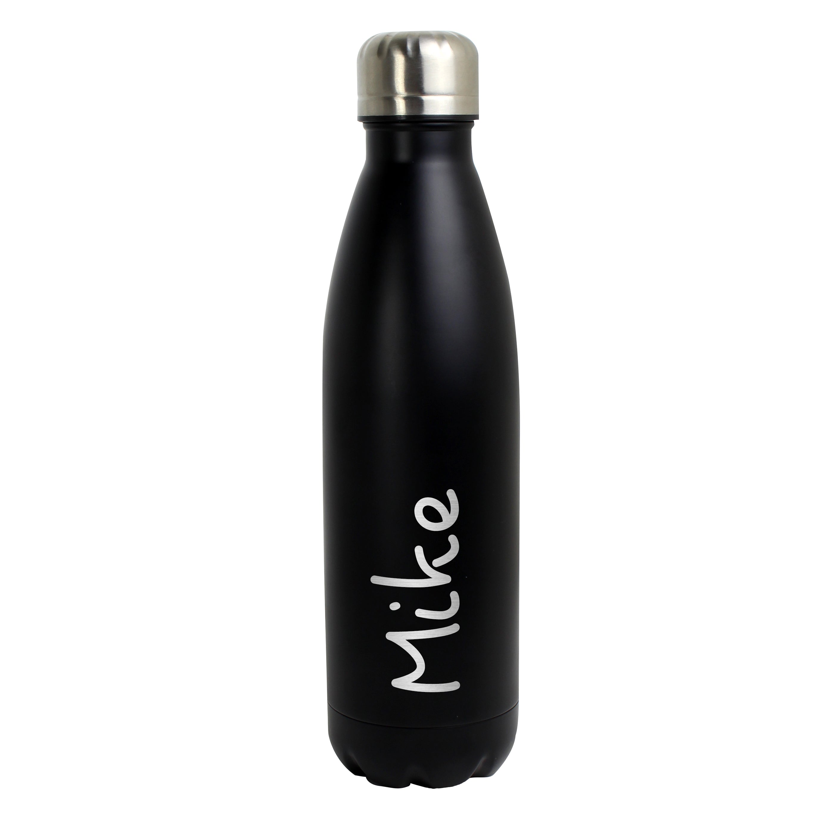 Personalised Name Only Black Metal Insulated Drinks Bottle