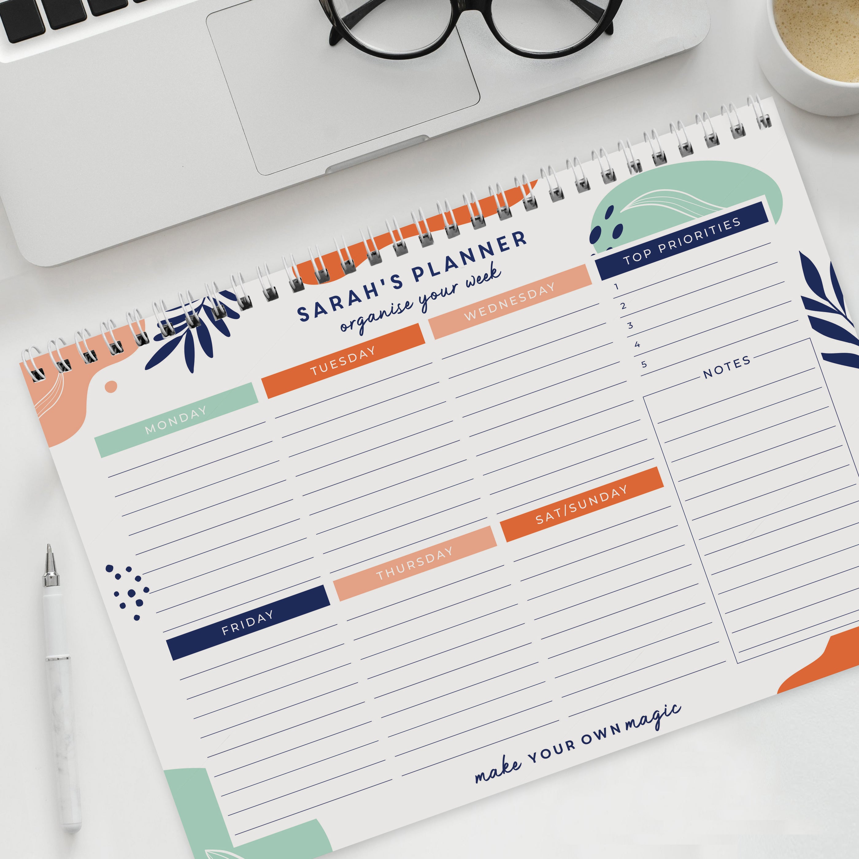 Personalised Tropical A4 Desk Planner