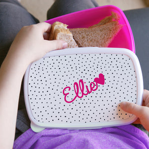 Personalised Pink Heart Lunch Box