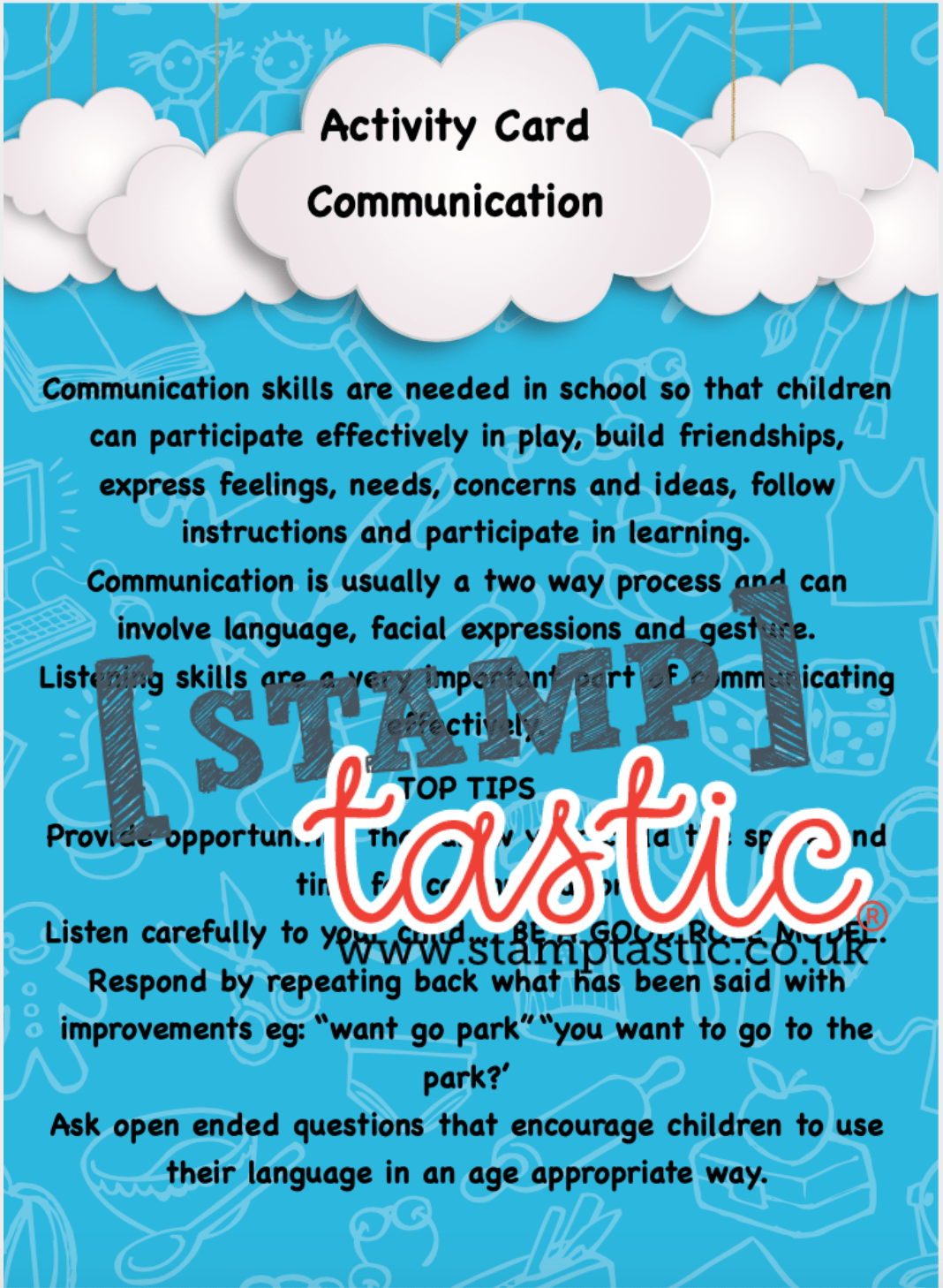 Starting School: Communication Skills Activity Card