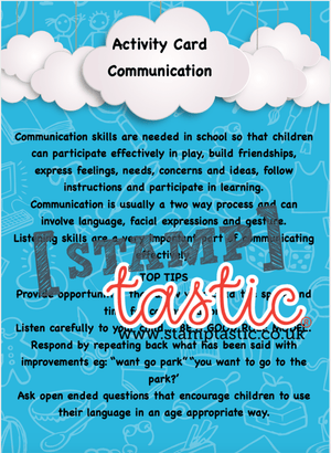 Starting School Free Resource: Communication Skills Activity Card - stamptastic-uk