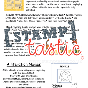 Starting School Free Resource: Rhyming Activity Sheet - stamptastic-uk