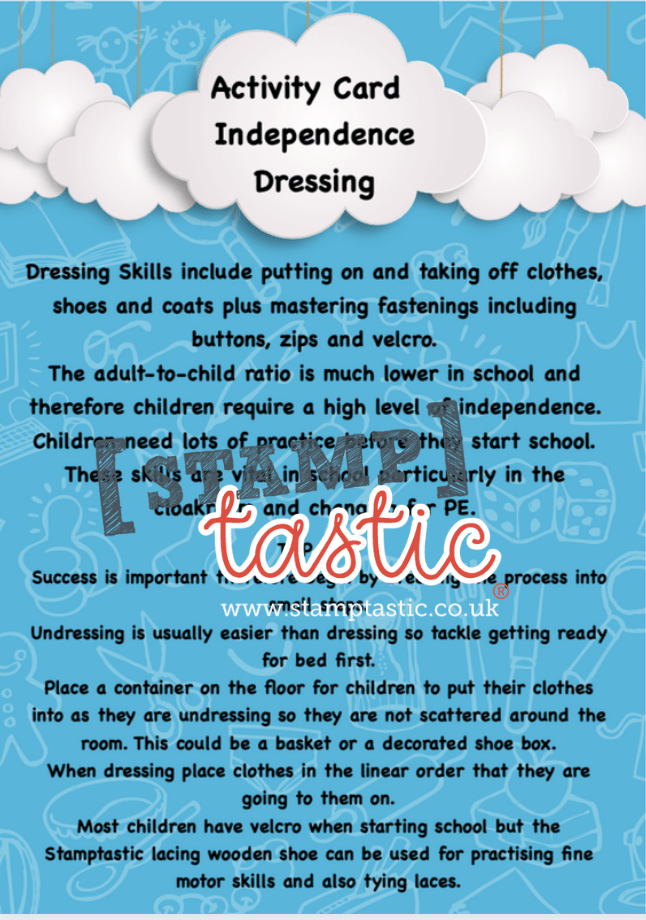 Starting School: Getting Dressed Activity Card