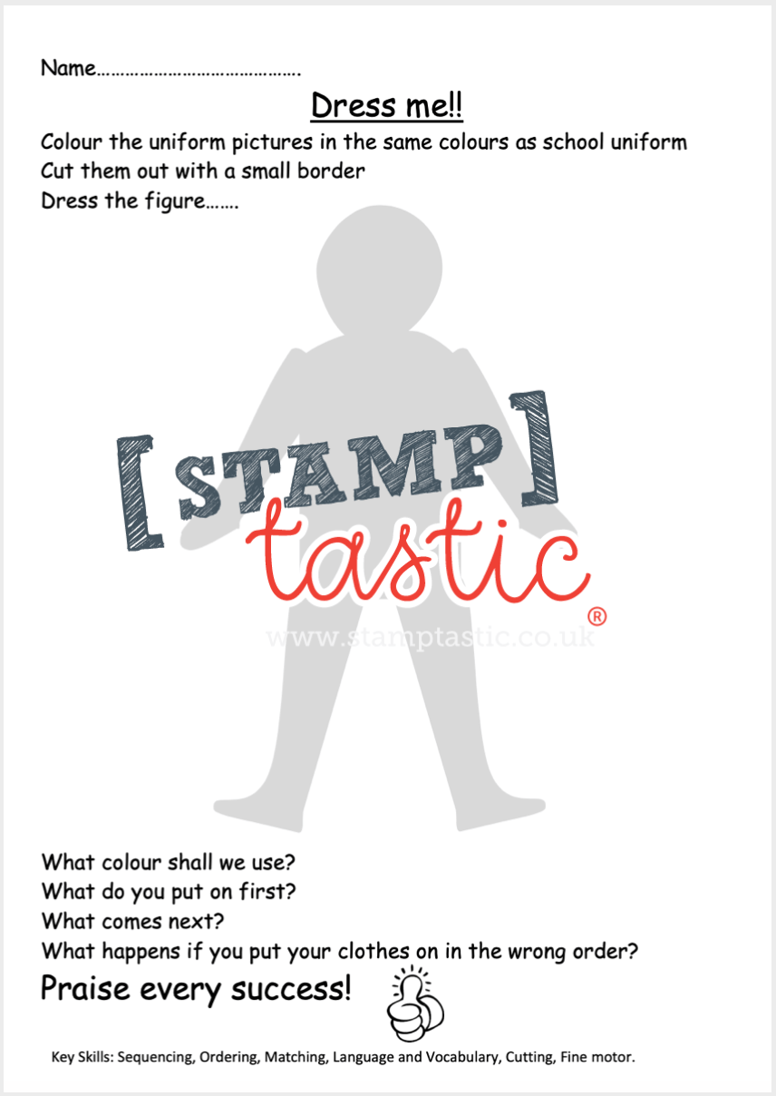 Starting School Free Resource: Learning To Get Dressed Independently (Dress Me) - stamptastic-uk