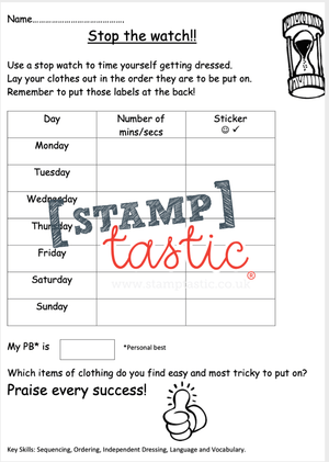 Starting School Free Resource: Getting Dressed Independently (Stop The Watch) - stamptastic-uk