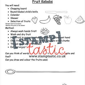 Starting School Free Resource: Fruit Kebab Activity Sheet - stamptastic-uk