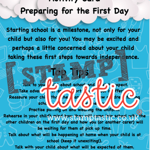 Starting School Free Resource: Preparing For The First Day At School Activity Card - stamptastic-uk