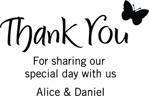 Casual "Thank you" with Butterflies Wedding Stamp - stamptastic-uk