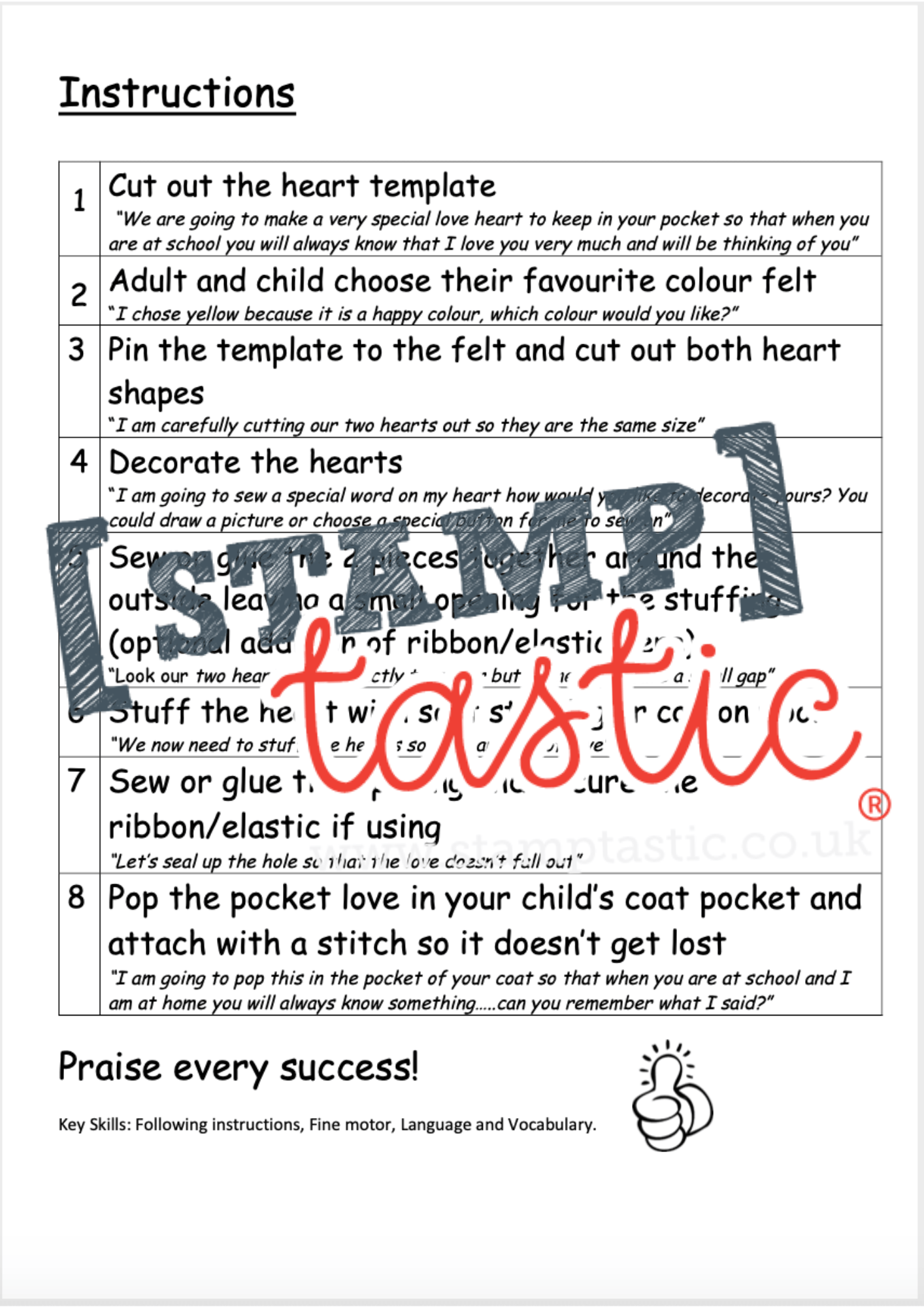 Starting School Free Resource: Pocket Hearts - stamptastic-uk