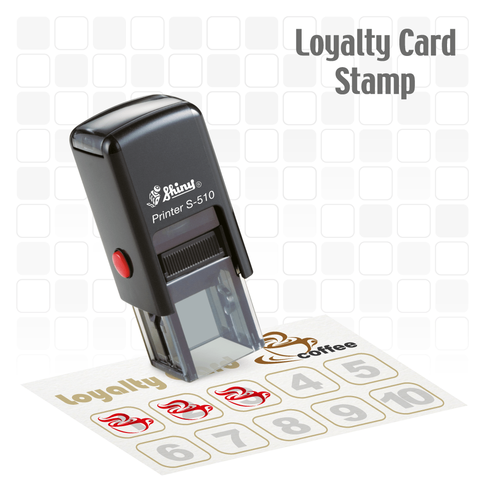 Coffee bean Loyalty Card Self-inking Rubber Stamp (solid coffee bean) - stamptastic-uk